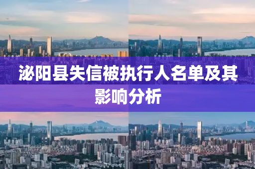 泌阳县失信被执行人名单及其影响分析