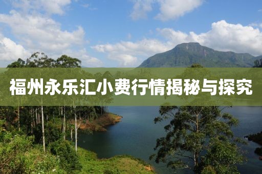 福州永乐汇小费行情揭秘与探究