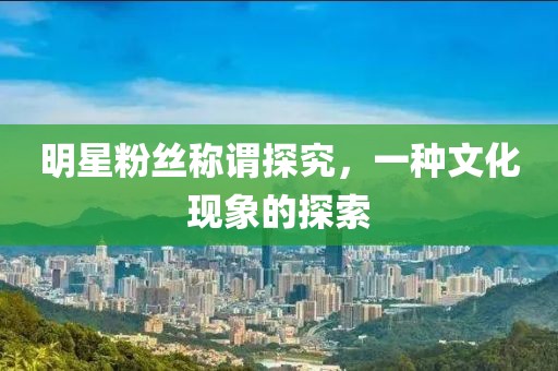 明星粉丝称谓探究，一种文化现象的探索