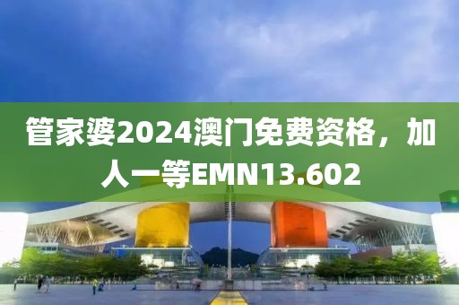 管家婆2024澳门免费资格，加人一等EMN13.602