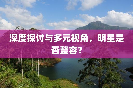 深度探讨与多元视角，明星是否整容？