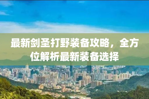 最新剑圣打野装备攻略，全方位解析最新装备选择